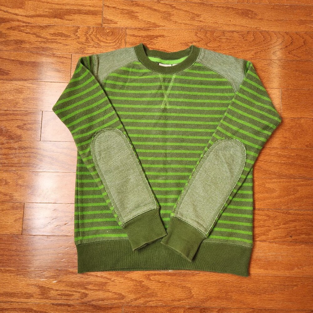 L.L. Bean Thick Cotton Sweatshirt Green Strips M (10-12)